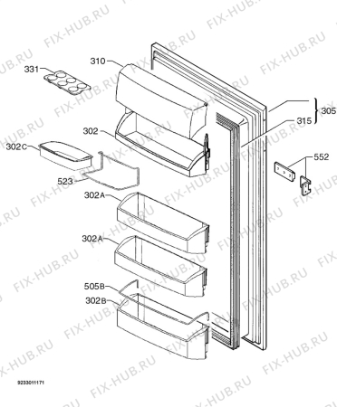 Взрыв-схема холодильника Aeg Electrolux SK71203-4I - Схема узла Door 003